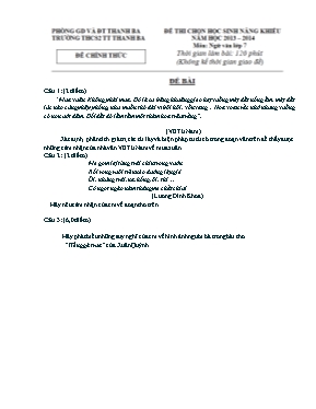 Đề thi chọn học sinh năng khiếu Ngữ văn lớp 7 - Năm học 2013-2014 - Trường THCS Thanh Ba